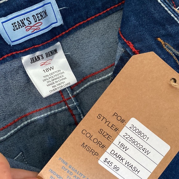 Jean's Denim handcrafted jeans plus blue dark wash Size 18W NWT Curve High rise - Picture 6 of 12